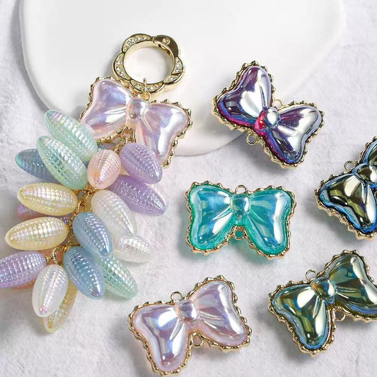 『V006 HDPEARL』人魚姫 両面ぽっちゃりリボン 30×43mm